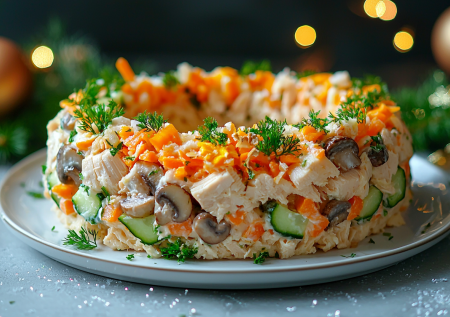 Новогодний салат «Хоровод» с грибами: простой рецепт, который точно приживется у каждой хозяйки