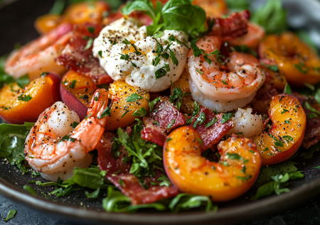 Персики, запеченные в беконе — это сочетание взрывает мозг: салат, который стал фаворитом на семейных праздниках