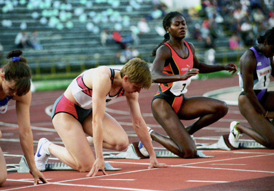 Ирина Привалова на старте забега, 1976 год