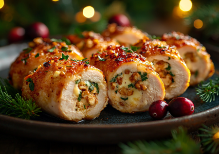 Закуска на Новый год: вкуснейшие куриные рулетики с ореховой начинкой — превращаем простые продукты во вкуснятину