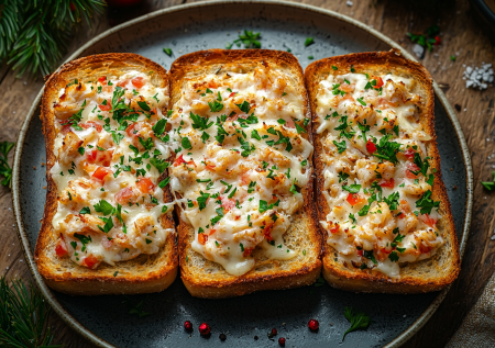 К вину, на новогодний стол и просто на завтрак: обалденные горячие бутерброды с крабовым мясом — закуска за 15 минут