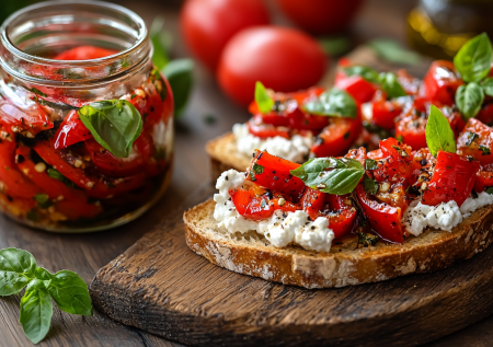 Кладу эти перцы на поджаристый хлеб с творожным сыром: маринованная закуска с невероятным вкусом, а готовится на раз-два