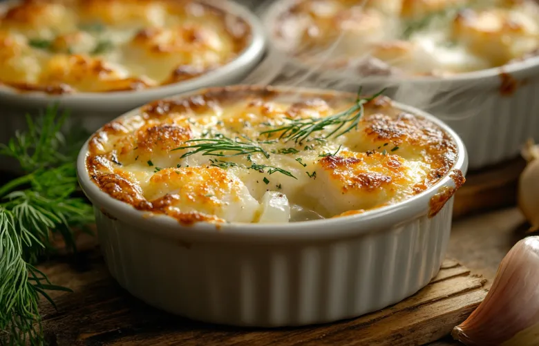 Запеченный минтай с сыром и сметаной