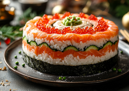 Суши-торт на Новый год: изюминка праздника — по вкусу не отличить от роллов, но готовится просто
