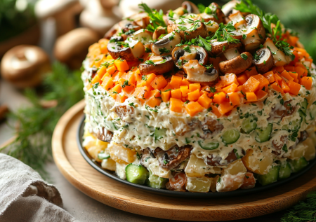 «Грибная поляна»: изумительное сочетание слоев — впишется в празднование Нового года и Рождества