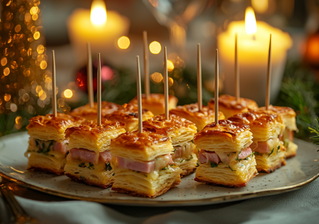 Закуска на Новый год за 10 минут. Беру слоеное тесто, сыр, ветчину: раз-два — и готово