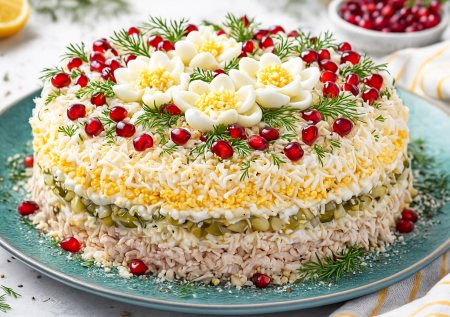 Новогодний салат «Лизетта» для Красной Огненной Лошади — нарядное угощение, которое покорит гостей и украсит праздничный стол