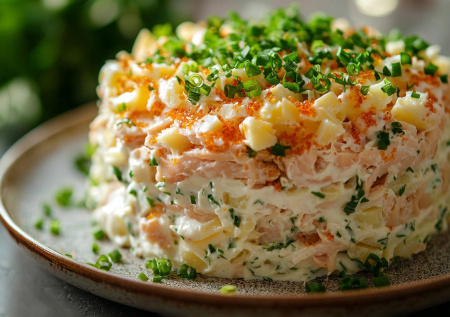 Салат «Снежный скакун» на Новый год — праздничное блюдо, которое придаст столу изысканность и символику Огненной Лошади