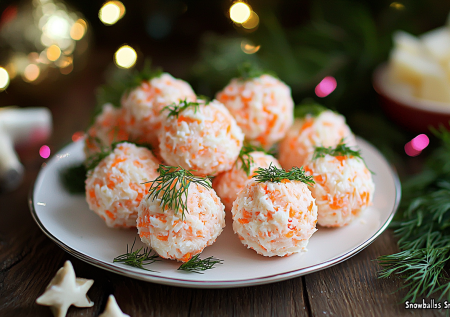 Закуска на новогодний стол «Снежки» с крабовыми палочками. Притянет все внимание гостей — удобна в подаче и очень вкусная