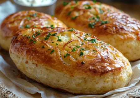 Три картошки и горстка муки — пеку ажурные лапти: вкусные картофельные лодочки с жареным лучком