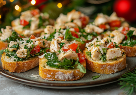 Салат цезарь больше не готовлю, делаю по его мотивам брускетты: улетает на Новый год только так