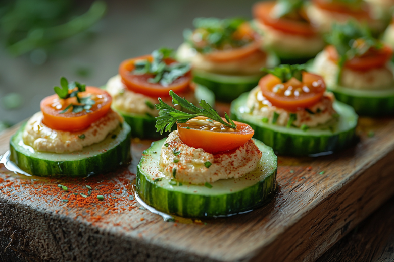 Легкая закуска на праздничный стол: хумус с овощами