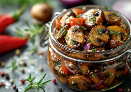 Превращаю обычные шампиньоны в изысканную закуску — мариную с соевым соусом, чили и чесноком по-корейски