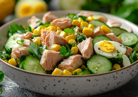 Если нужен быстрый и полезный обед — этот салат с тунцом выручит: свежий, сытный, а готовится проще простого