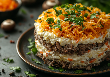 Проверено на мужчинах, вердикт «вкусно»: готовим мужской салат «Обжорка» с говядиной и грибами — простой рецепт с мясом