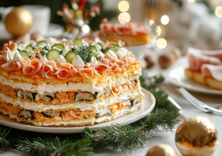 Закусочный торт на вафельных коржах: готовить не сложнее салатов, но эффект — просто вау