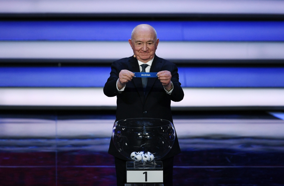 Никита Симонян на официальной жеребьевке чемпионата мира по футболу 2018 года
