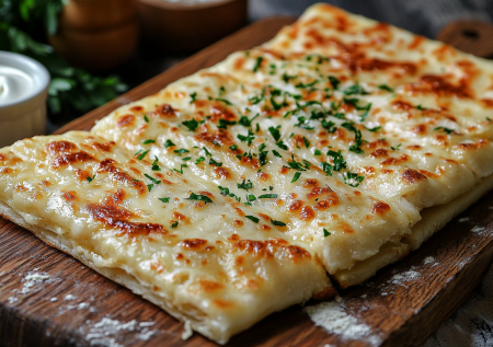 Простой и вкусный завтрак из муки и сыра. Венгерский лангош — хрустящая лепешка с чесночным соусом и сметаной