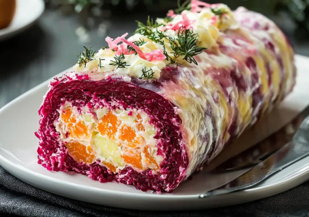 Рулет из нашего традиционного новогоднего салата: как такое возможно?