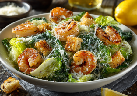 Ресторанный Цезарь с креветками дома — проще не бывает