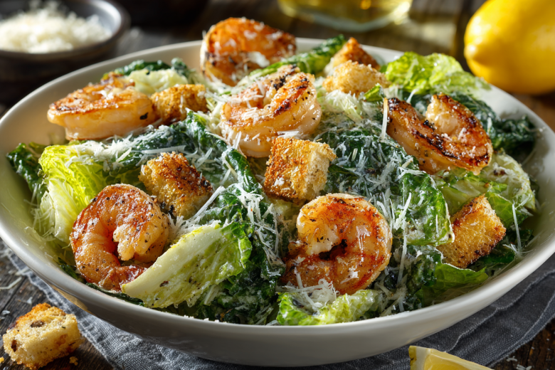 Ресторанный цезарь с креветками дома — проще не бывает