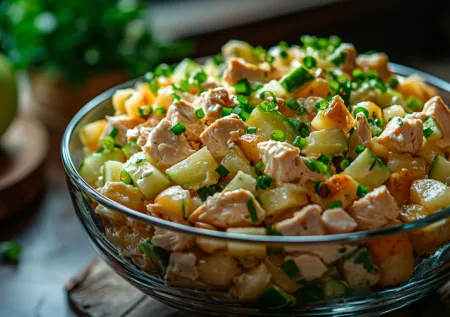 Салат с копченой курицей и тайным ингредиентом: быстрый ужин за 15 минут