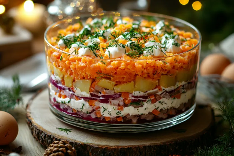 Все спросят рецепт: сельдь под шубой с копченой курицей