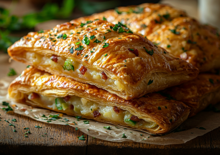 Натерла пару картошек и добавила бекон — печем быстрые слойки из готового теста: вы забудете о мороке с пирожками