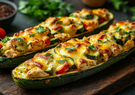 Кабачковые лодочки с куриным филе и йогуртом — мой секрет легкого и вкусного ужина