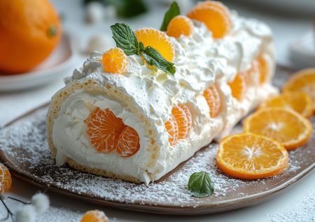Вкуснее и нежнее Наполеона! Меренговый рулет с мандаринами — простая и эффектная выпечка на новогодний стол