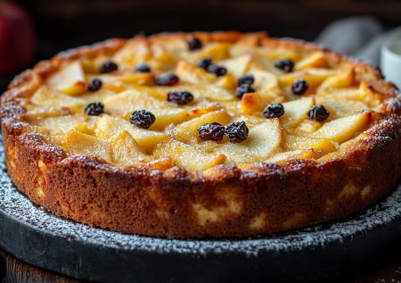 Творожный пирог на праздничный стол. Только яблоки, изюм и мука — ни разу не подвел, все очень быстро и без дрожжей