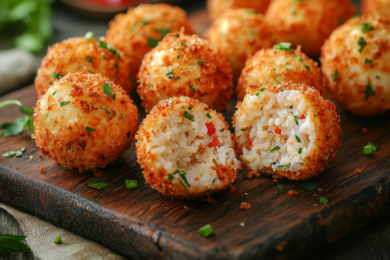 Новогодние шарики из крабовых палочек