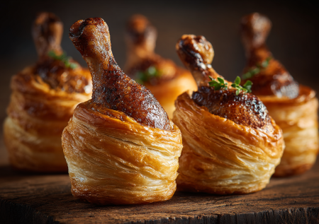 Быстрый и нарядный ужин из пачки теста и куриных ножек. Новогодние «мешочки» — под красное вино и шампанское