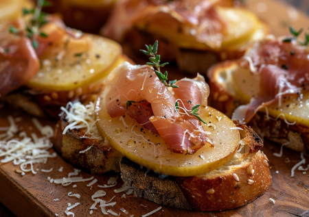 Груша и прошутто — сочетание, которое делает фуршет роскошным