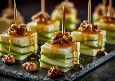 Яблочно-сырные канапе: простая и эффектная закуска за 10 минут