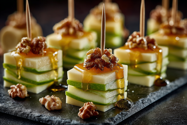 Яблочно-сырные канапе: простая и эффектная закуска за 10 минут