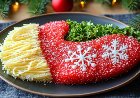 Идея для новогоднего салата: «Варежка Деда Мороза» своими руками