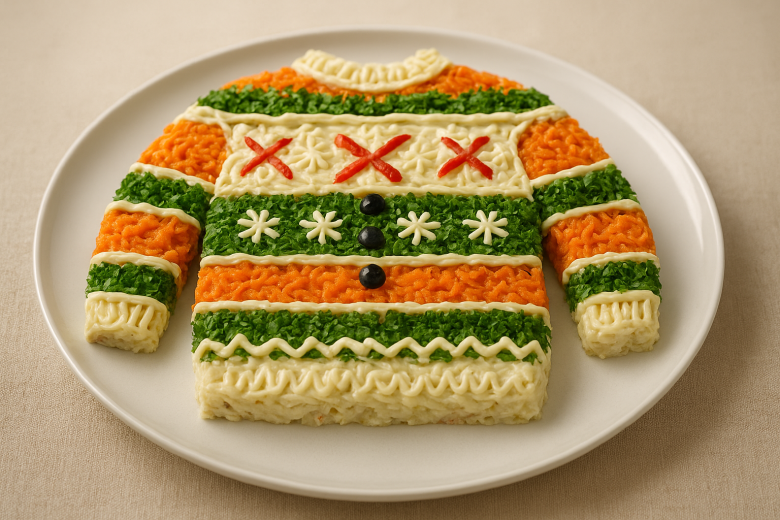 Праздничный стол оживает с салатом-свитером