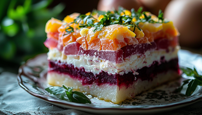 Сельдь под шубой с секретом: вегетарианский рецепт с сейтаном