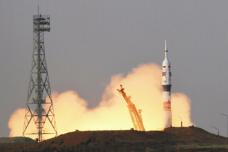 Запуск ракеты-носителя «Союз-2.1а» с пилотируемым кораблем «Союз МС-28» с космодрома Байконур