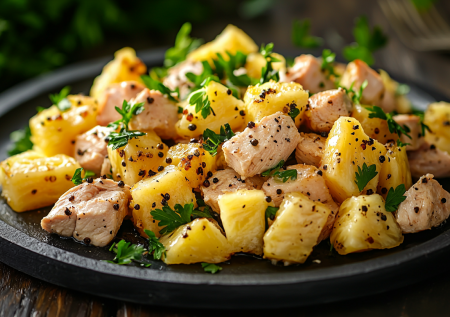 Салат, который исчезает первым со стола: копченая курица и ананас