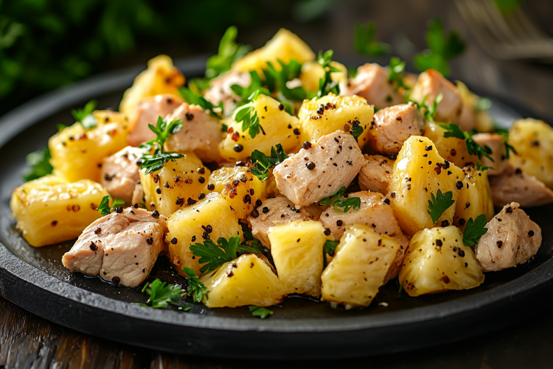 Салат, который исчезает первым со стола: копченая курица и ананас