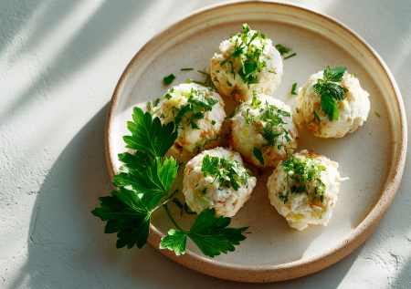 «Елочные шарики» из крабовых палочек: вкусная закуска за 10 минут