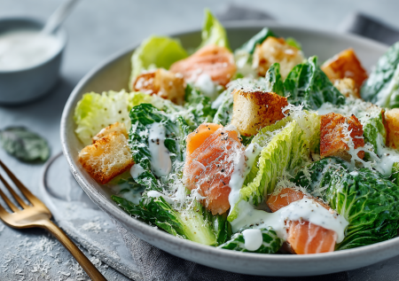 С лососем и авокадо: нескучный рецепт салата цезарь