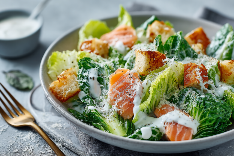 С лососем и авокадо: нескучный рецепт салата цезарь