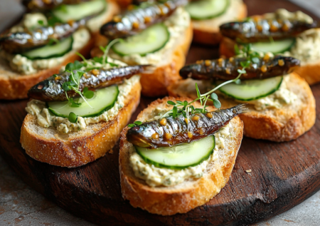 Долой сложные салаты! Пеку крутоны со шпротами и чесночным кремом — беспроигрышный вариант на праздничный стол