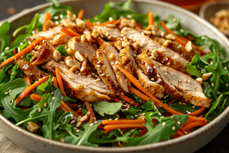 «Рыжий забияка»: салат с копченой курицей и морковкой