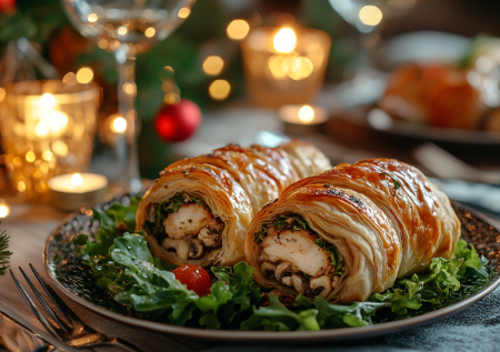 Порционные куриные рулетики в слоеном тесте: праздничное горячее из самых обычных продуктов