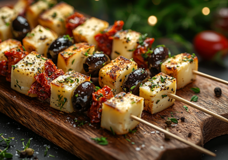 Простая закуска на праздничный стол: сырные «грибочки» на шпажках
