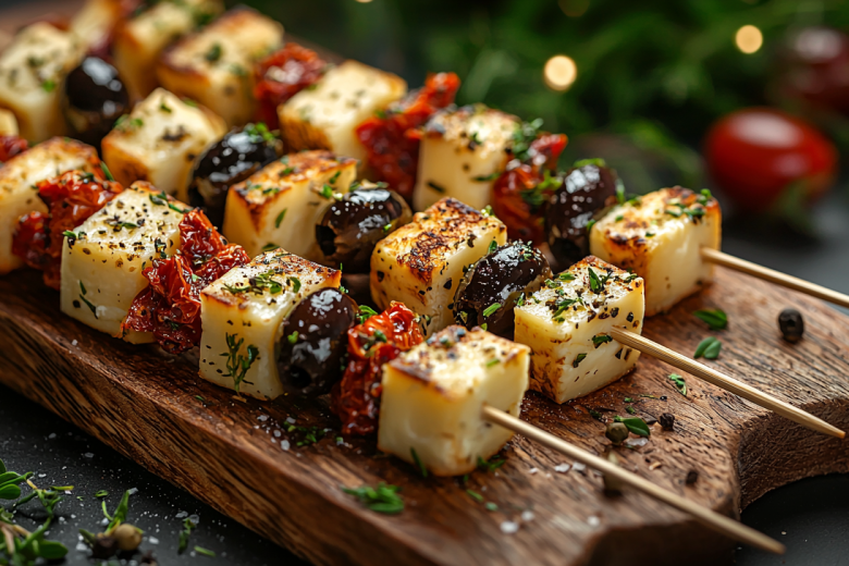 Простая закуска на праздничный стол: сырные «грибочки» на шпажках